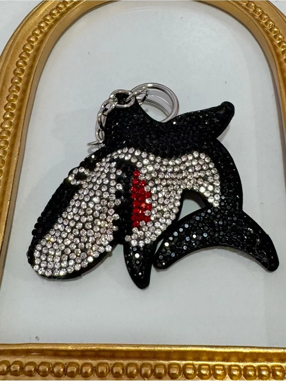 New Crystal Embellished Black Shark Keychain